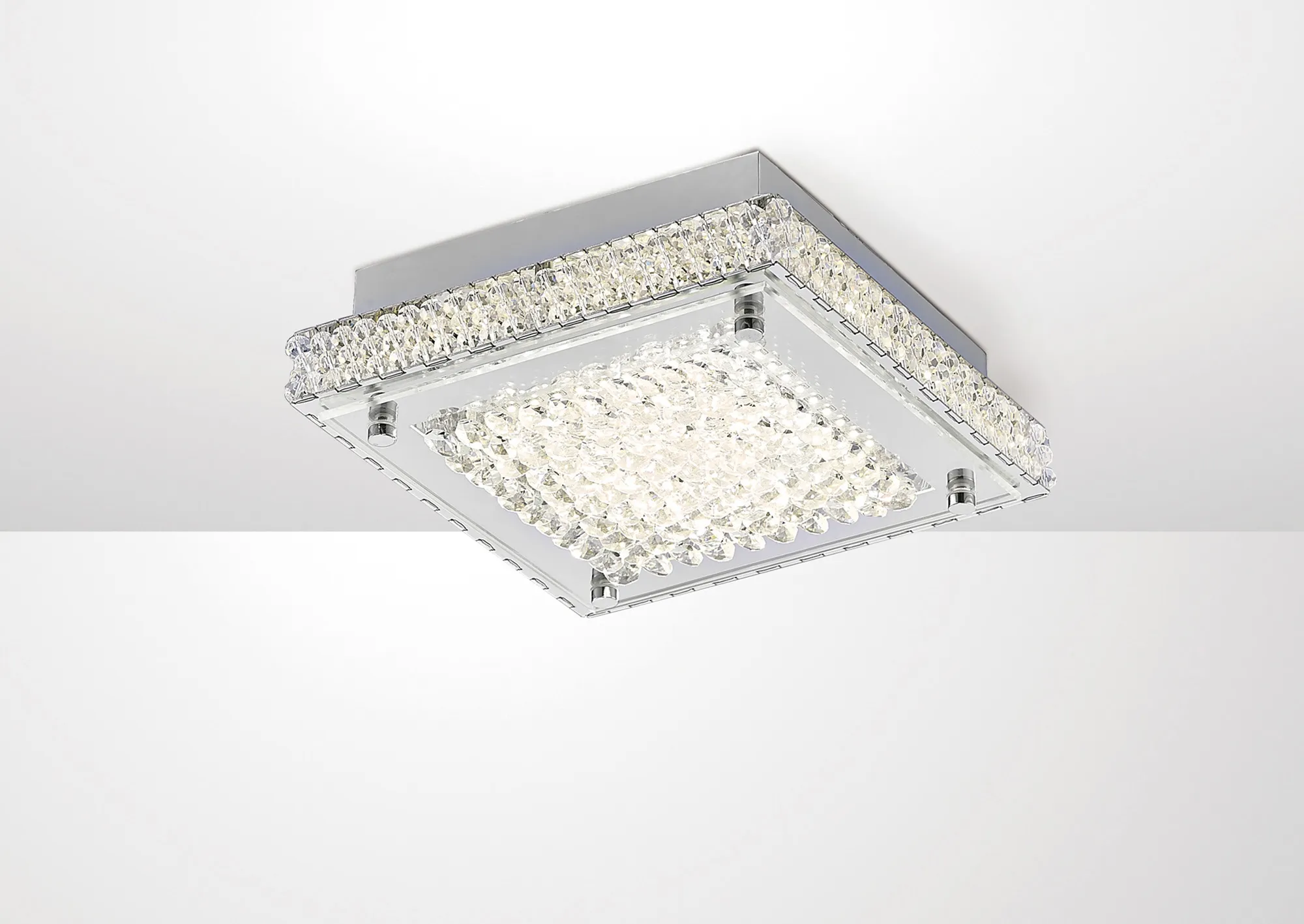 Amelia Crystal Ceiling Lights Diyas Flush Crystal Fittings